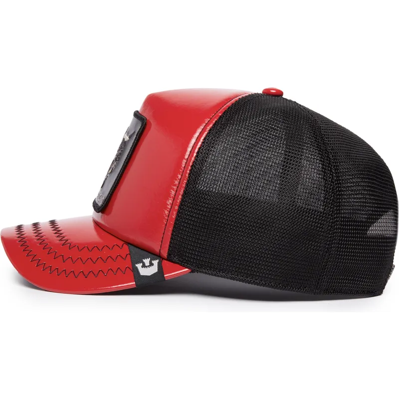 lippikset-kaareva-rekka-punainen-snapback-raging-pamplona-puff-patent-the-farm-goorin-bros