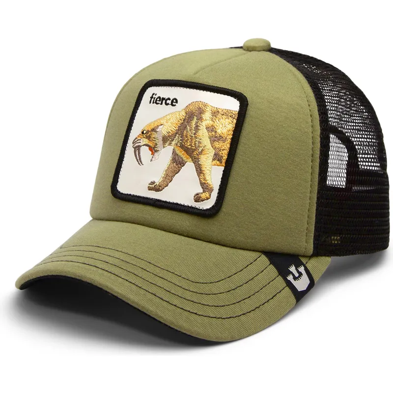 lippikset-kaareva-rekka-vihrea-snapback-lapsille-sable-fierce-cat-teefs-extinct-the-farm-goorin-bros