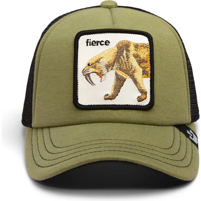 lippikset-kaareva-rekka-vihrea-snapback-lapsille-sable-fierce-cat-teefs-extinct-the-farm-goorin-bros