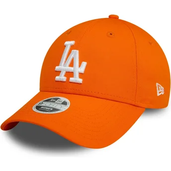 New Era Curved Brim Women 9FORTY League Essential Los Angeles Dodgers MLB Orange Adjustable Cap