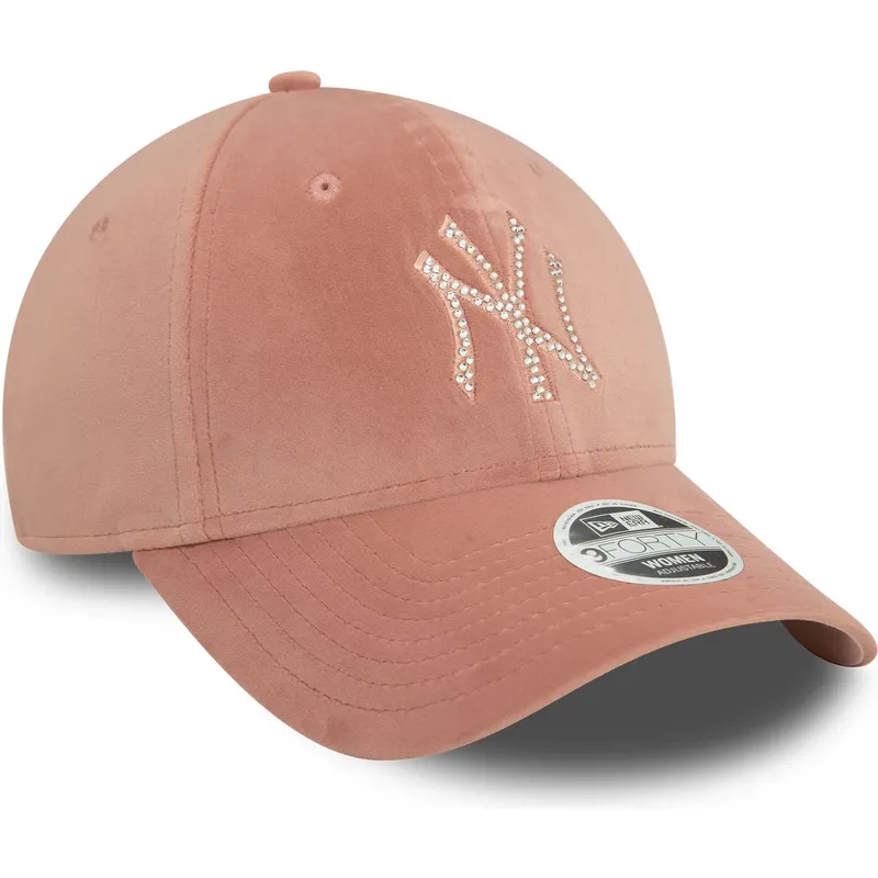 lippikset-kaareva-vaaleanpunainen-saadettava-nauha-9forty-velour-diamante-new-york-yankees-mlb-new-era