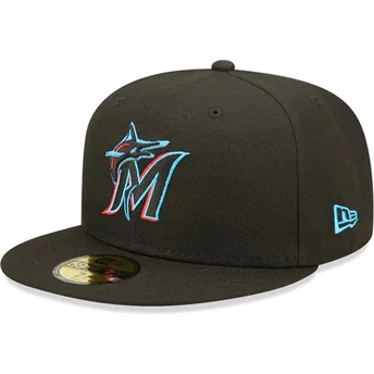 Lippikset litteä musta istuva 59FIFTY AC Perf Miami Marlins MLB New Era