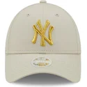 lippikset-kaareva-beige-saadettava-nauha-dorado-9forty-metallic-new-york-yankees-mlb-new-era