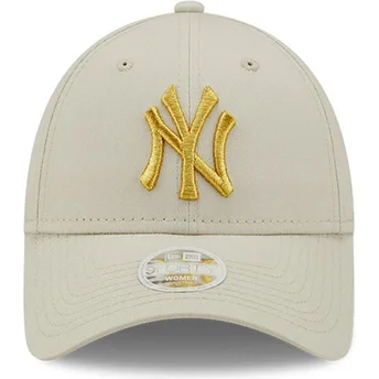 Lippikset kaareva beige säädettävä nauha dorado 9FORTY Metallic New York Yankees MLB New Era