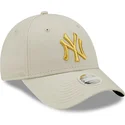 lippikset-kaareva-beige-saadettava-nauha-dorado-9forty-metallic-new-york-yankees-mlb-new-era
