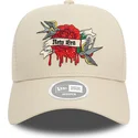 new-era-women-9forty-e-frame-flower-bird-beige-trucker-hat