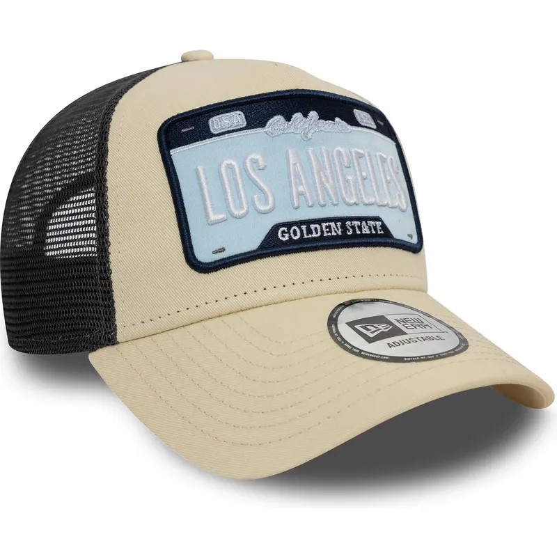lippikset-kaareva-rekka-beige-snapback-a-frame-license-plate-los-angeles-ciudades-y-playas-new-era