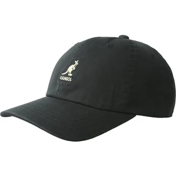 Lippikset kaareva musta säädettävä nauha Washed Baseball Black Kangol