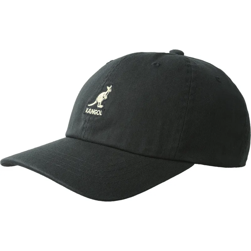 lippikset-kaareva-musta-saadettava-nauha-washed-baseball-black-kangol