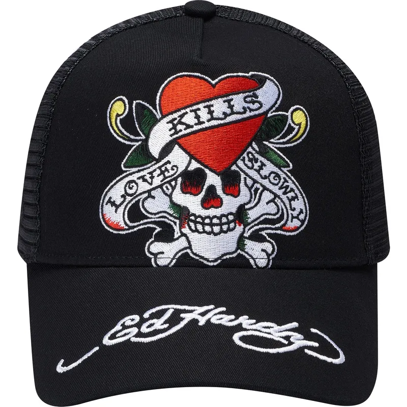 lippikset-kaareva-rekka-musta-snapback-love-kills-slowly-ed-hardy
