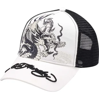 Lippikset kaareva rekka valkoinen snapback Mono Giant Ed Hardy