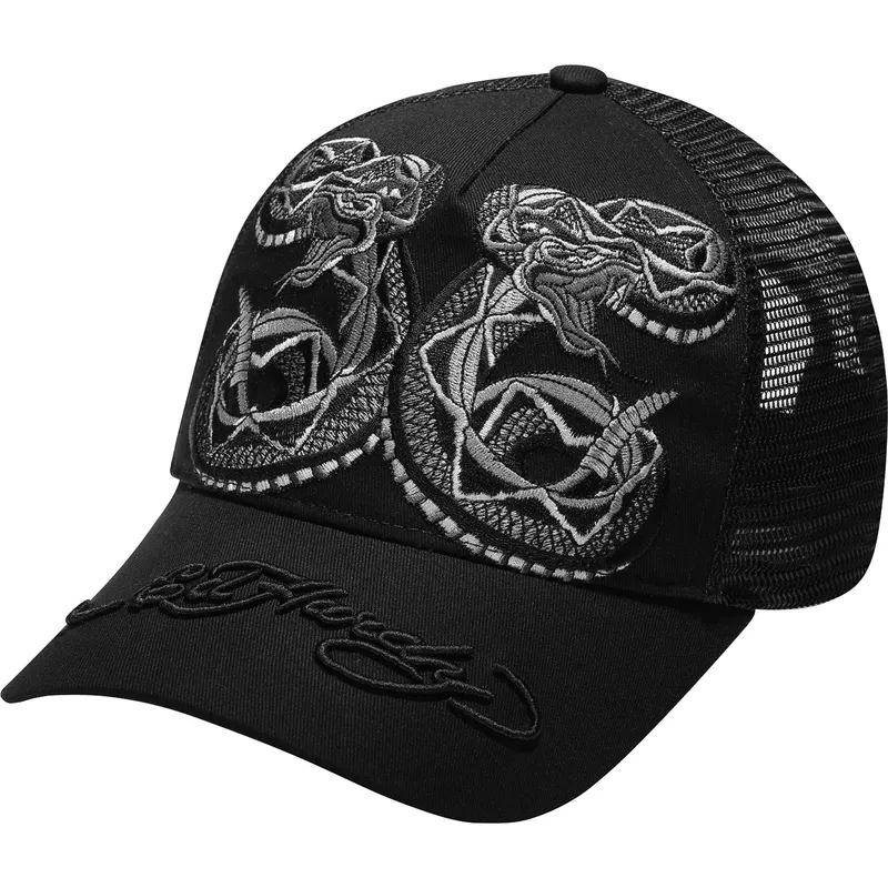 lippikset-kaareva-rekka-musta-snapback-duo-black-snake-ed-hardy