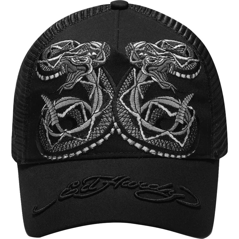 lippikset-kaareva-rekka-musta-snapback-duo-black-snake-ed-hardy