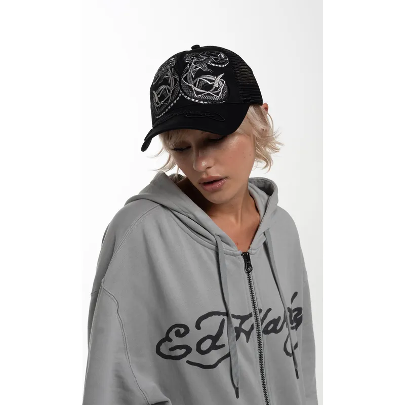 lippikset-kaareva-rekka-musta-snapback-duo-black-snake-ed-hardy