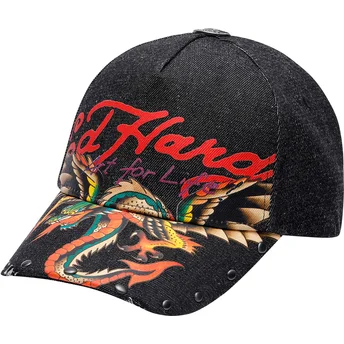 Lippikset kaareva musta säädettävä nauha Art For Life Acid Wash Ed Hardy