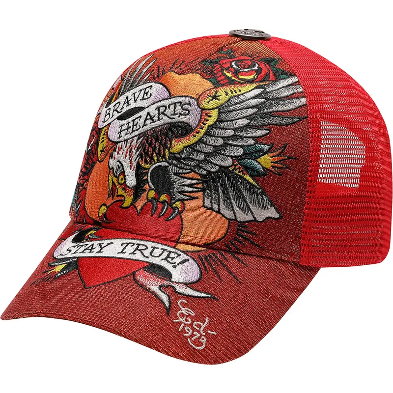 lippikset-kaareva-rekka-punainen-snapback-brave-hearts-ed-hardy