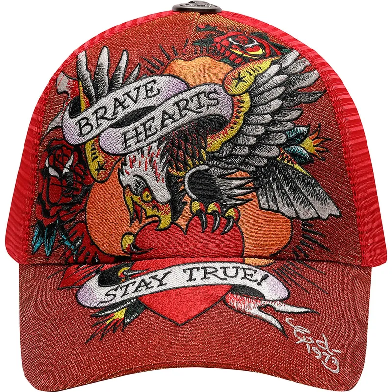 lippikset-kaareva-rekka-punainen-snapback-brave-hearts-ed-hardy