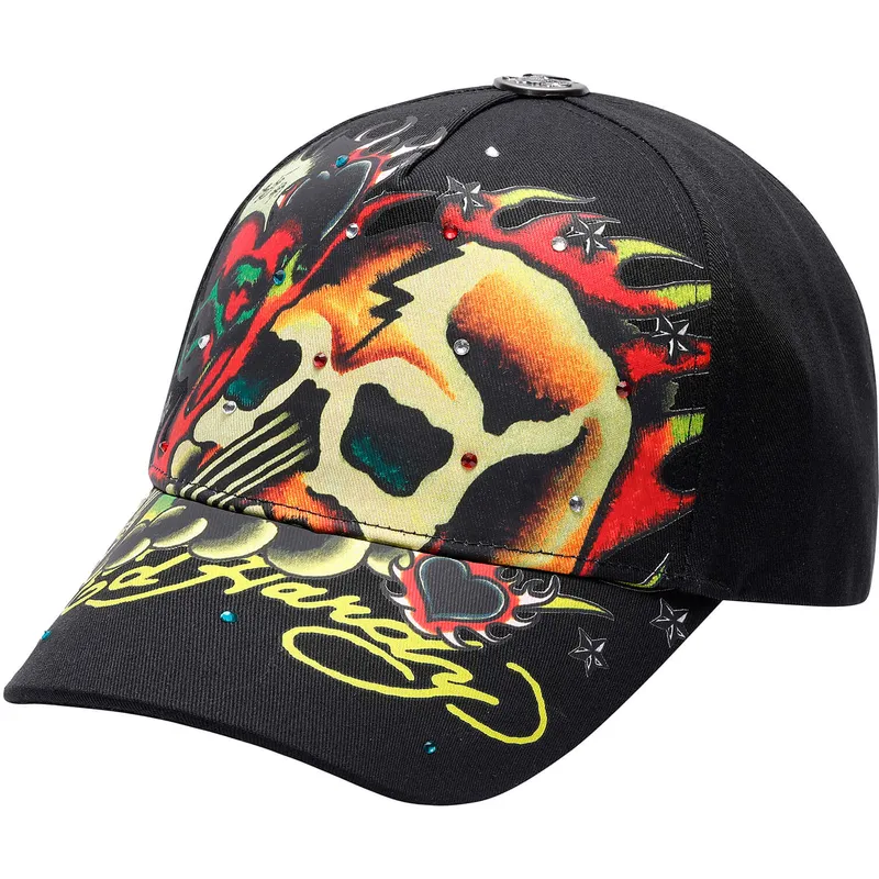lippikset-kaareva-musta-saadettava-nauha-skull-chopper-ed-hardy