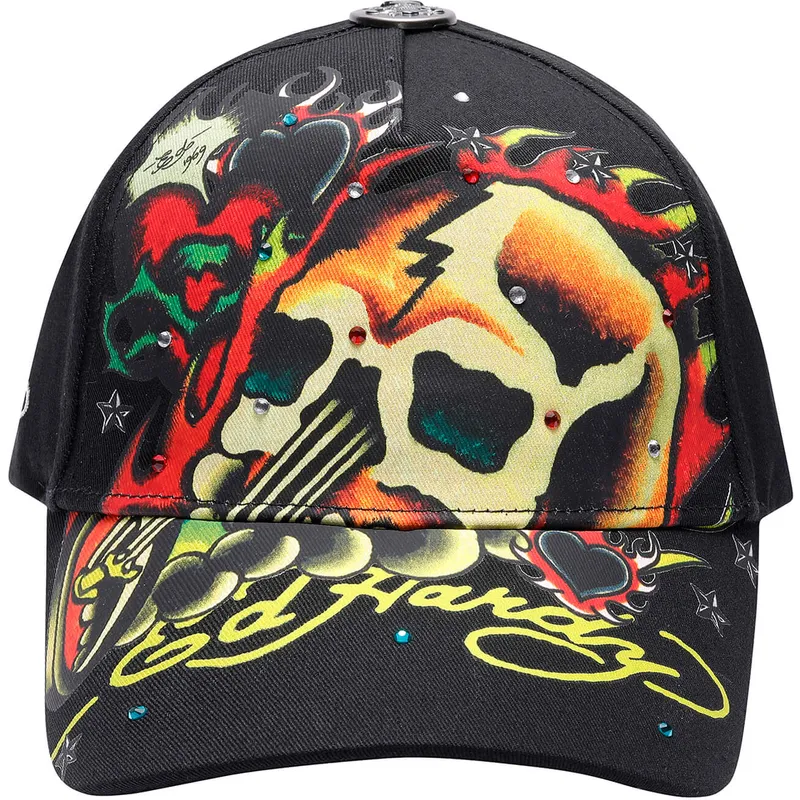 lippikset-kaareva-musta-saadettava-nauha-skull-chopper-ed-hardy