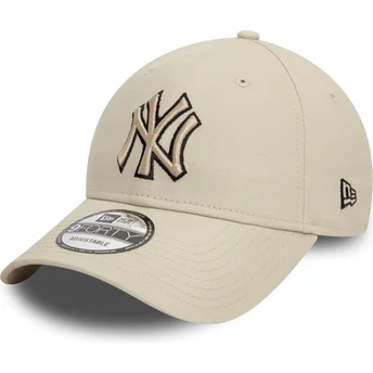 Cap kaareva beige adjustable strap negro 9FORTY Team Outline New York Yankees MLB New Era