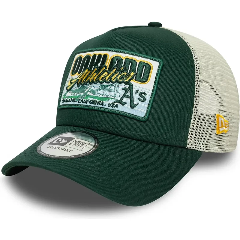 lippikset-kaareva-rekka-vihrea-snapback-9forty-a-frame-patch-oakland-athletics-mlb-new-era