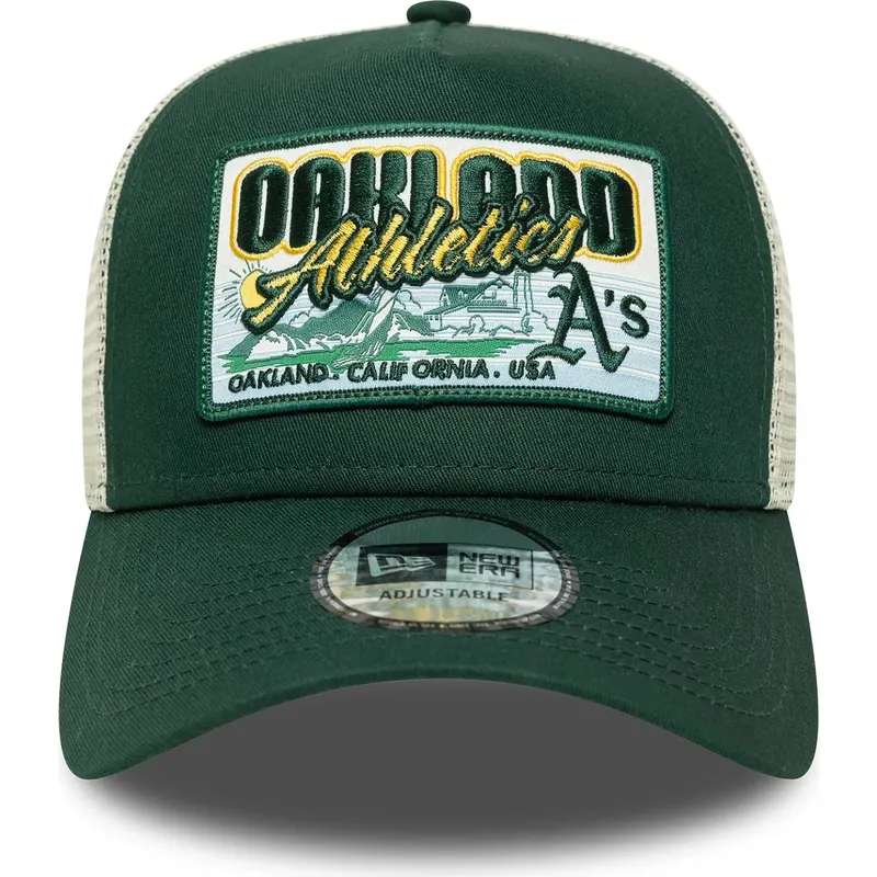 lippikset-kaareva-rekka-vihrea-snapback-9forty-a-frame-patch-oakland-athletics-mlb-new-era