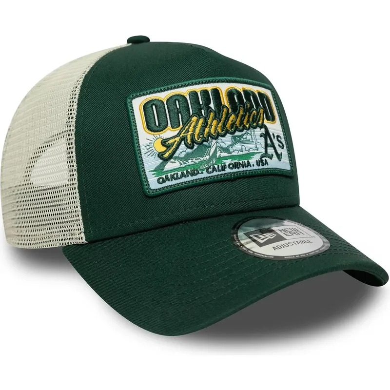 lippikset-kaareva-rekka-vihrea-snapback-9forty-a-frame-patch-oakland-athletics-mlb-new-era