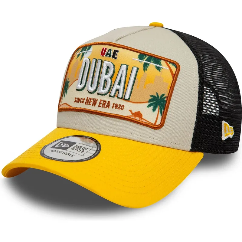 lippikset-kaareva-rekka-keltainen-snapback-9forty-a-frame-license-plate-dubai-ciudades-y-playas-new-era