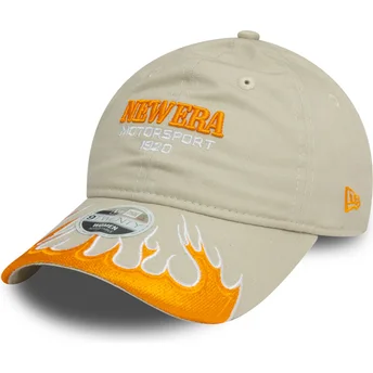 Lippikset kaareva beige säädettävä nauha 9TWENTY Flame Visor New Era