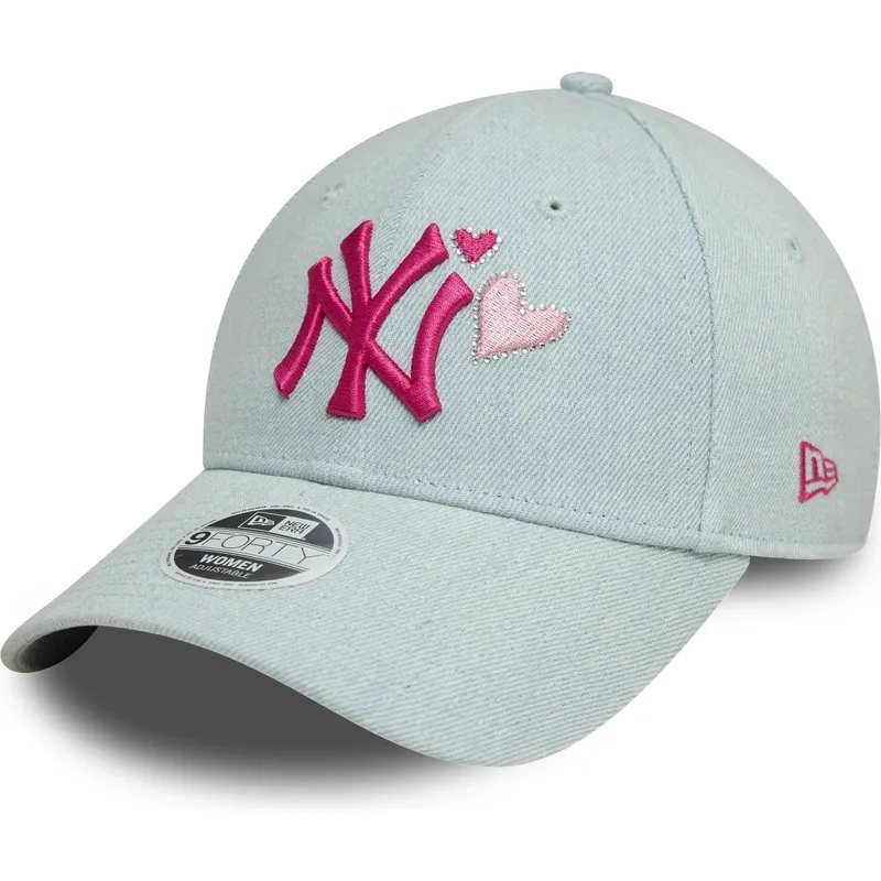 lippikset-kaareva-sininen-saadettava-nauha-rosa-9forty-denim-icon-heart-new-york-yankees-mlb-new-era