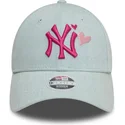 lippikset-kaareva-sininen-saadettava-nauha-rosa-9forty-denim-icon-heart-new-york-yankees-mlb-new-era