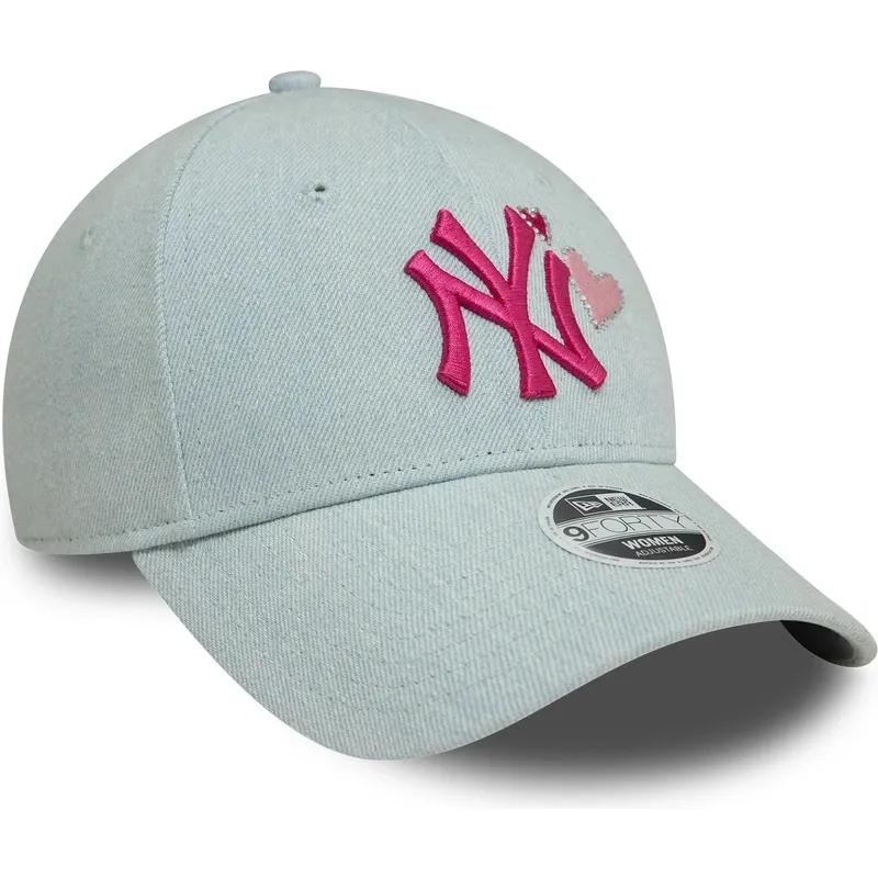 lippikset-kaareva-sininen-saadettava-nauha-rosa-9forty-denim-icon-heart-new-york-yankees-mlb-new-era