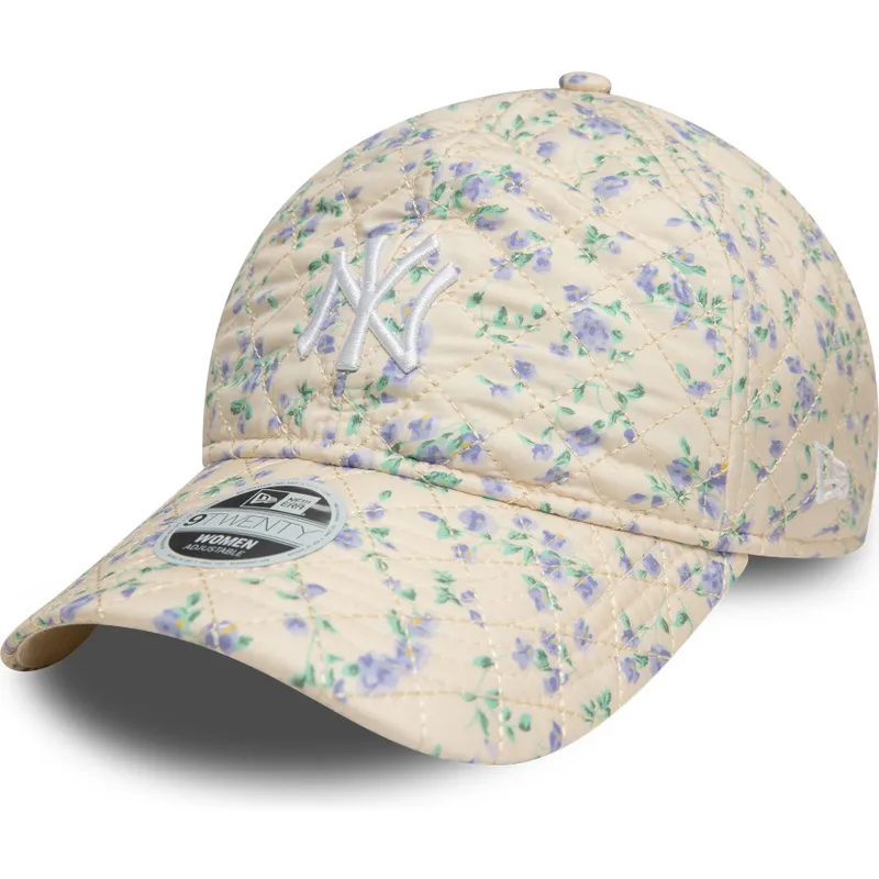 lippikset-kaareva-beige-saadettava-nauha-9twenty-floral-quilt-new-york-yankees-mlb-new-era