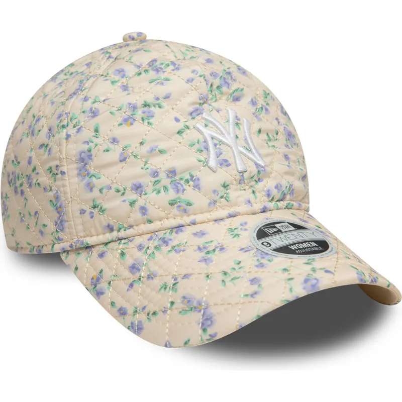 lippikset-kaareva-beige-saadettava-nauha-9twenty-floral-quilt-new-york-yankees-mlb-new-era