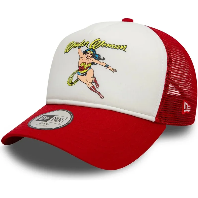 lippikset-kaareva-rekka-punainen-snapback-lapsille-9forty-a-frame-wonder-woman-dc-comics-new-era