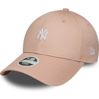 New Era Curved Brim Women 9FORTY Mini Logo New York Yankees MLB Pink Adjustable Cap