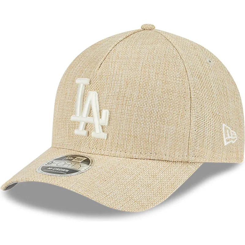 lippikset-kaareva-beige-snapback-9forty-m-crown-a-frame-cotton-weave-los-angeles-dodgers-mlb-new-era