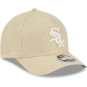 new-era-curved-brim-9forty-m-crown-a-frame-cotton-weave-chicago-white-sox-mlb-beige-snapback-cap