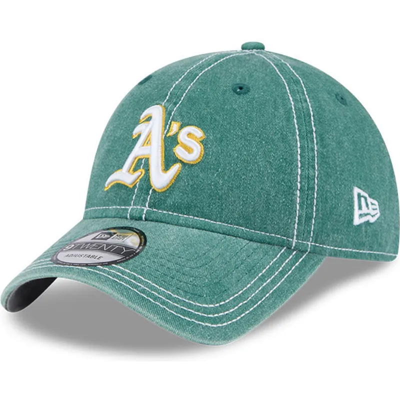 lippikset-kaareva-vihrea-saadettava-nauha-9twenty-washed-contrast-oakland-athletics-mlb-new-era