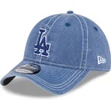 new-era-curved-brim-blue-logo-9twenty-washed-contrast-los-angeles-dodgers-mlb-blue-adjustable-cap