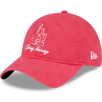 Cap kaareva pink adjustable strap 9TWENTY Pattern Spring Training Fan Pack 2025 Los Angeles Dodgers MLB New Era