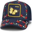 lippikset-kaareva-rekka-laivastonsininen-snapback-goorin-bros-butterfly-hyper-active-flora-fauna-the-farm-navy-blue-hat-the-farm