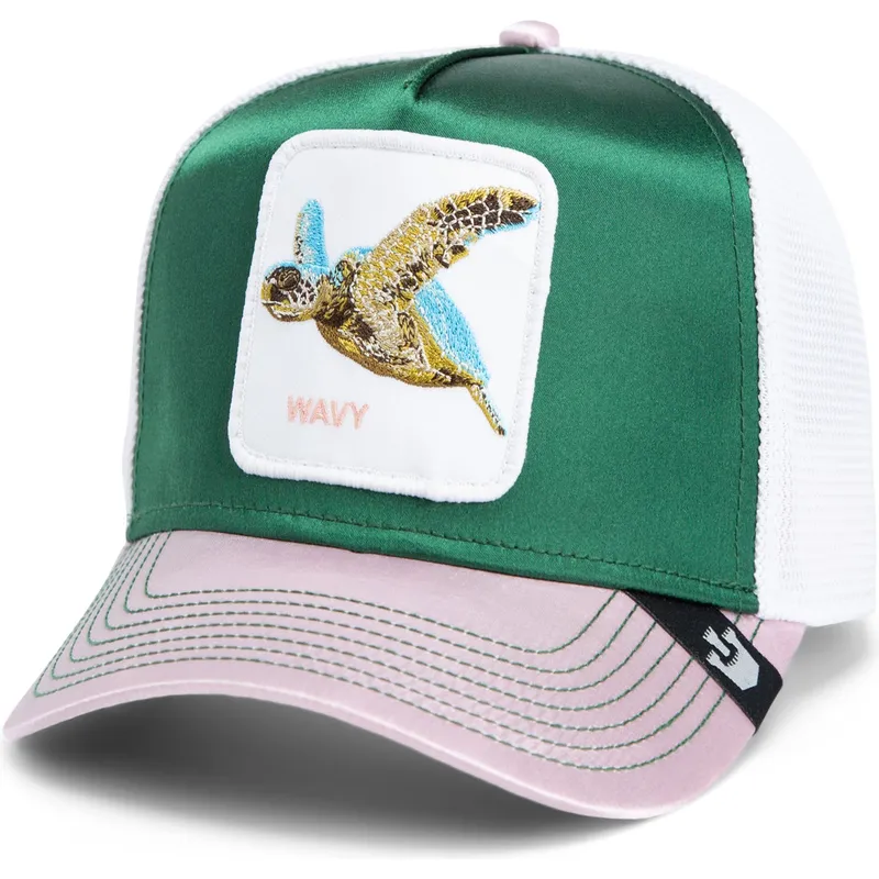 lippikset-kaareva-rekka-monivarinen-snapback-goorin-bros-turtle-wavy-allablur-great-escape-the-farm-green-white-and-pink-hat-the