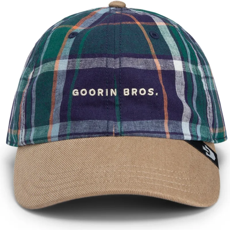 cap-kaareva-multicolor-snapback-goorin-bros-curved-brim-hardly-working-papa-cap-madras-the-farm-navy-blue-and-brown-cap-the-farm