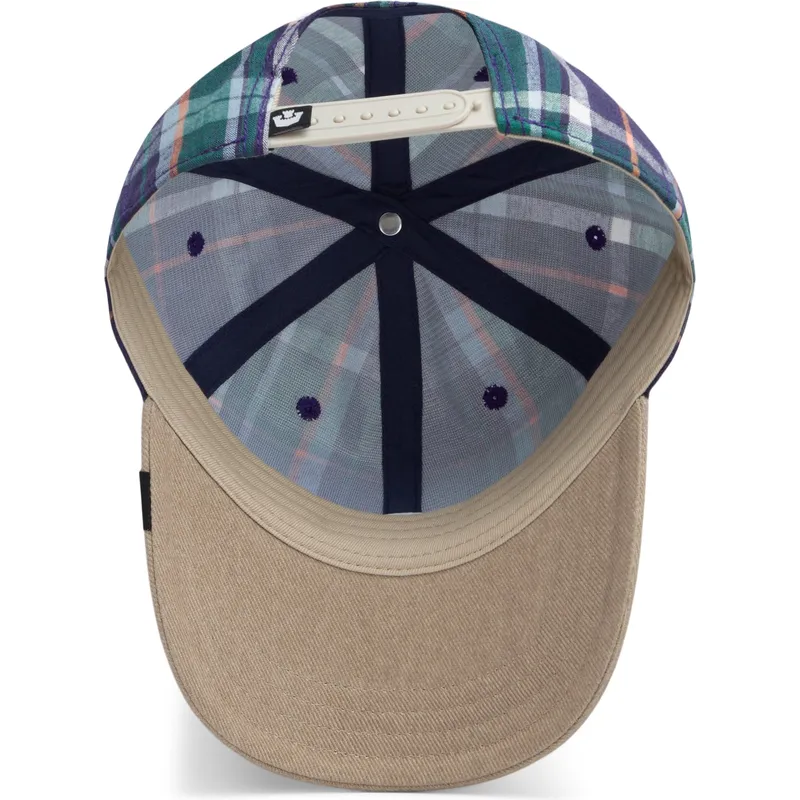 cap-kaareva-multicolor-snapback-goorin-bros-curved-brim-hardly-working-papa-cap-madras-the-farm-navy-blue-and-brown-cap-the-farm