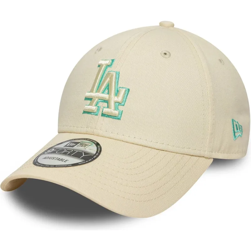 lippikset-kaareva-beige-saadettava-nauha-9forty-team-outline-los-angeles-dodgers-mlb-new-era