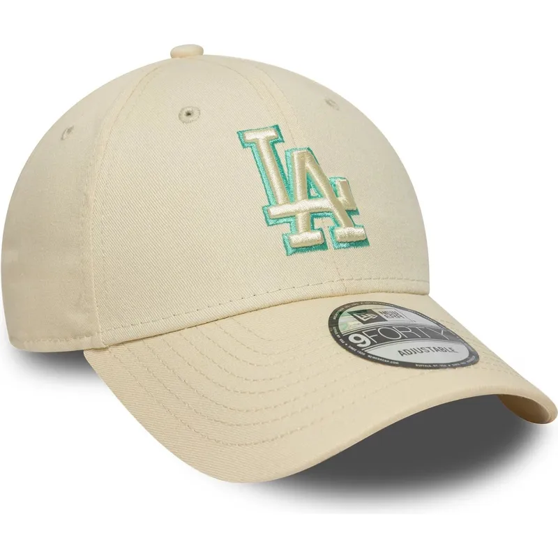 lippikset-kaareva-beige-saadettava-nauha-9forty-team-outline-los-angeles-dodgers-mlb-new-era