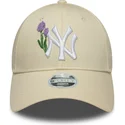 new-era-curved-brim-women-9forty-beaded-new-york-yankees-mlb-beige-adjustable-cap