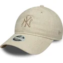 lippikset-kaareva-beige-saadettava-nauha-9twenty-linen-new-york-yankees-mlb-new-era