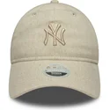 lippikset-kaareva-beige-saadettava-nauha-9twenty-linen-new-york-yankees-mlb-new-era